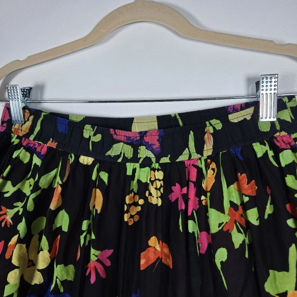 Old Navy Y2K Vibrant Bright Colorful Floral Tiered Cotton Pull On Skirt Small